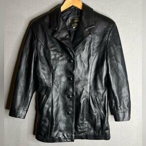 Vera Pelle Italian Black Leather Jacket Size 44/12